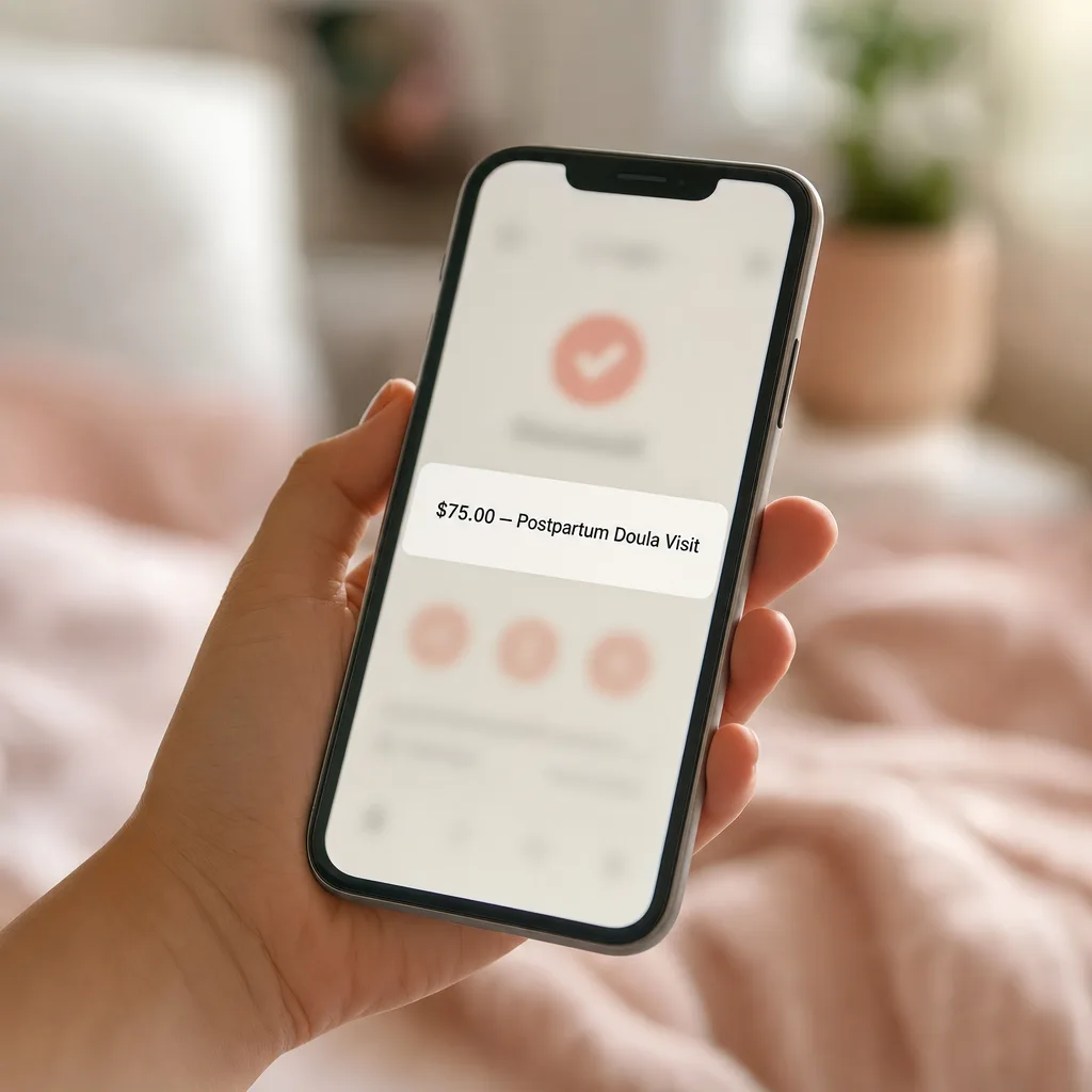 Your first paid session: payment received on the reader's phone
